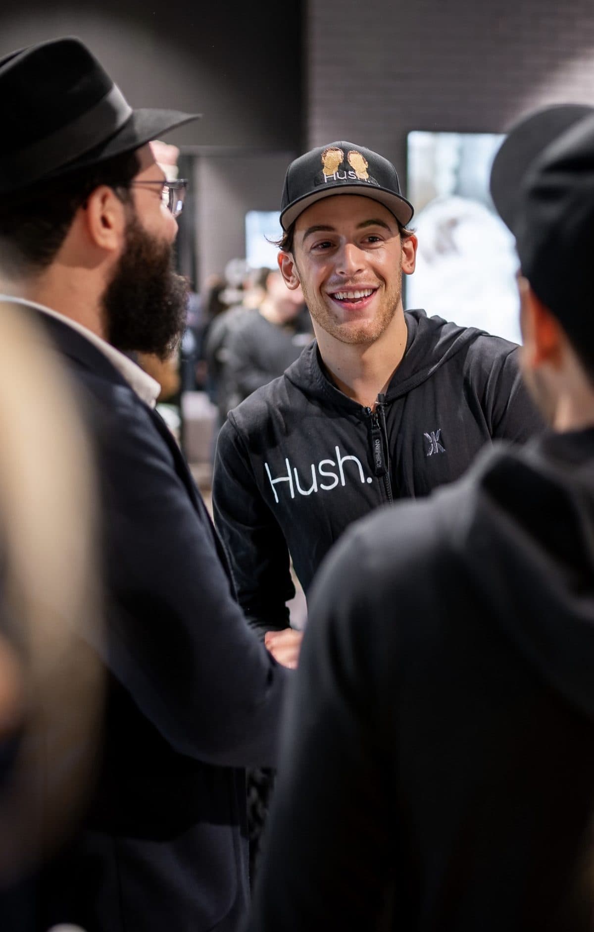 Aaron Spivak in Hush gear at a launch event
