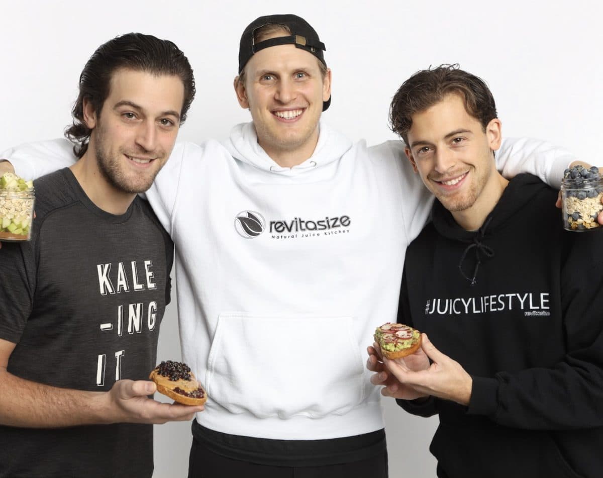 Aaron and the Revitasize team in the juice-kitchen days